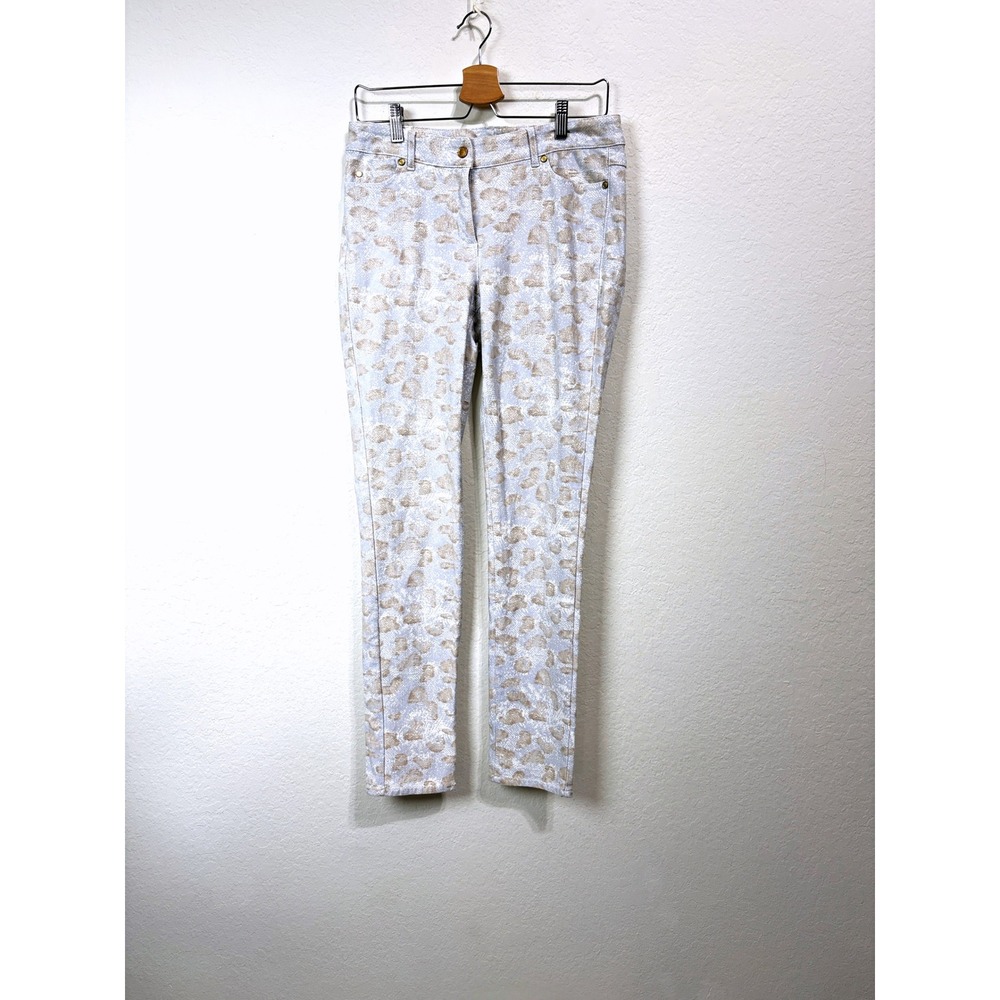 NWOT J. McLaughlin Lexi Snake Print Skinny Stretch Jeans Beige Tan Women 8